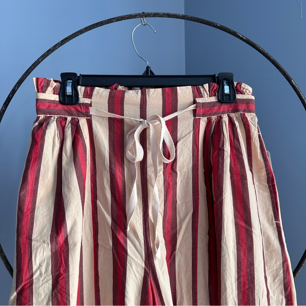 Free People Striped Red and Cream Wide-Leg Pants - Picture 2 of 5